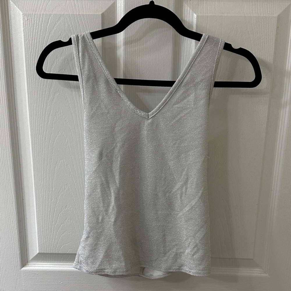 Olivia Rae Silver Ruched V-Neck Tank Top - Picture 4 of 4